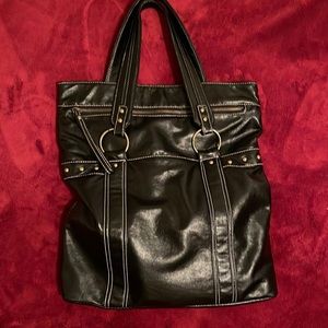 Black Faux Leather Purse Modern Style